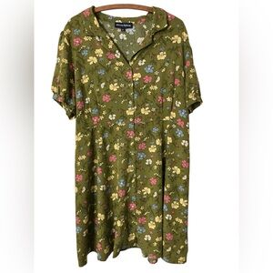 Princess Highway Dress Size 14 Retro Summer Floral Green Shirtdress Cottagecore